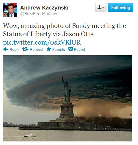 Hurricane Sandy Statue of Liberty hoax